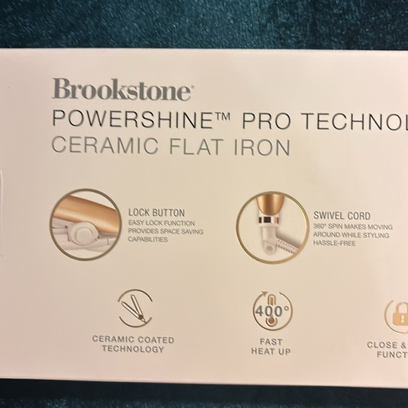 Brookstone Ceramic Flat Iron Powershine Technology Technology NEW in Box - Picture 11 of 16